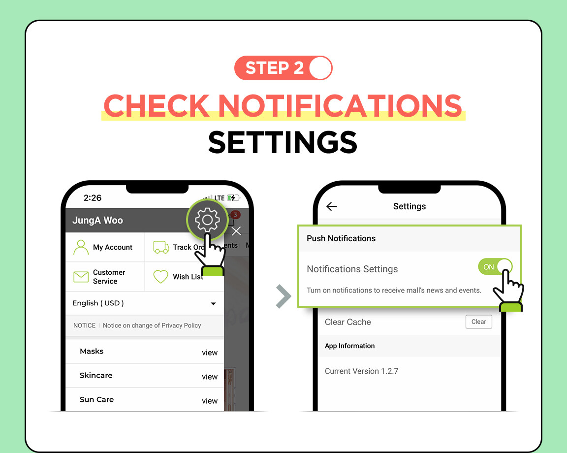 CHECK NOTIFICATIONS SETTINGS