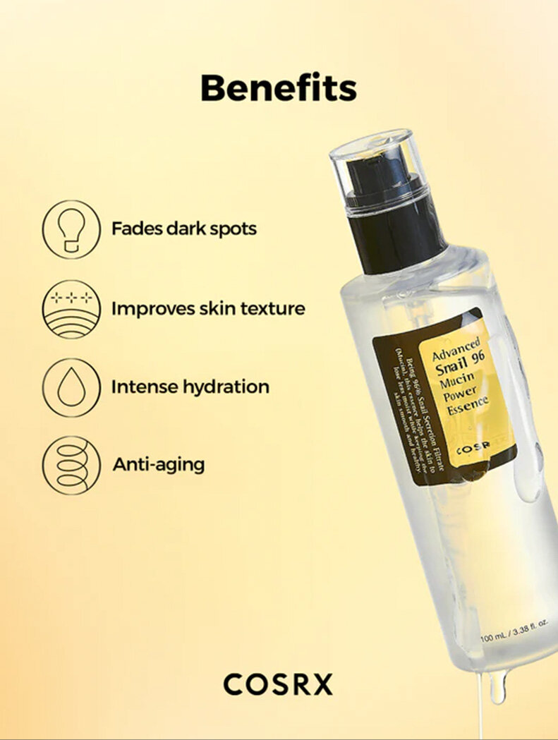 Benefits Fades dark spots, Improves skin texture, Intense hydration, Anti-aging