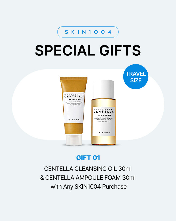 SKIN1004 SPECIAL GIFTS TRAVEL SIZE GIFT 01 CENTELLA CLEANSING OIL 30ml & CENTELLA AMPOULE FOAM 30ml with Any SKIN1004 Purchase