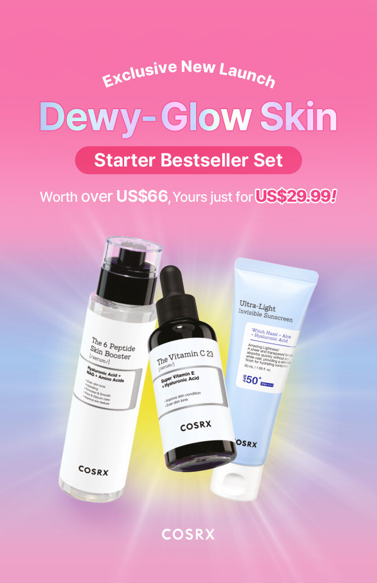 Exclusive New Launch Dewy-Glow Skin Starter Bestseller Set Worth over US$66, Yours just for US$29.99! COSRX