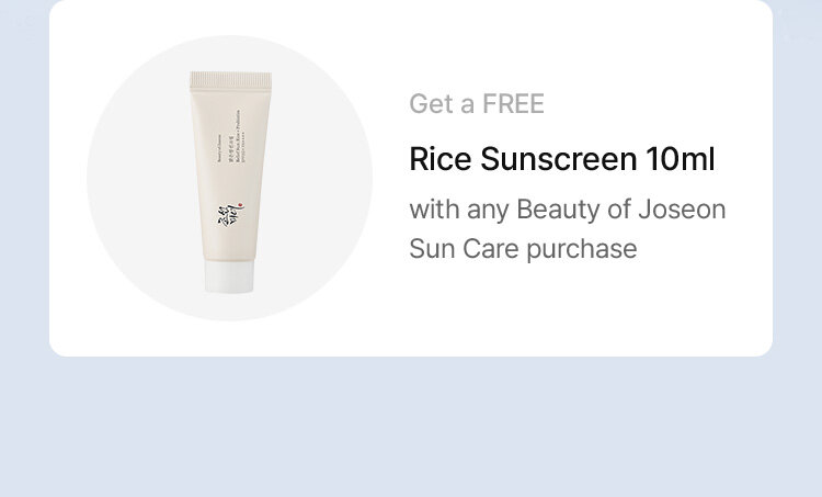 Get a FREE Rice Sunscreen 10ml with any Beauty of Joseon Sun Care purchase