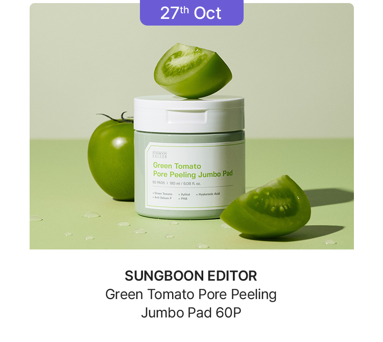 27th Oct SUNGBOON EDITOR Green Tomato Pore Peeling Jumbo Pad 60P