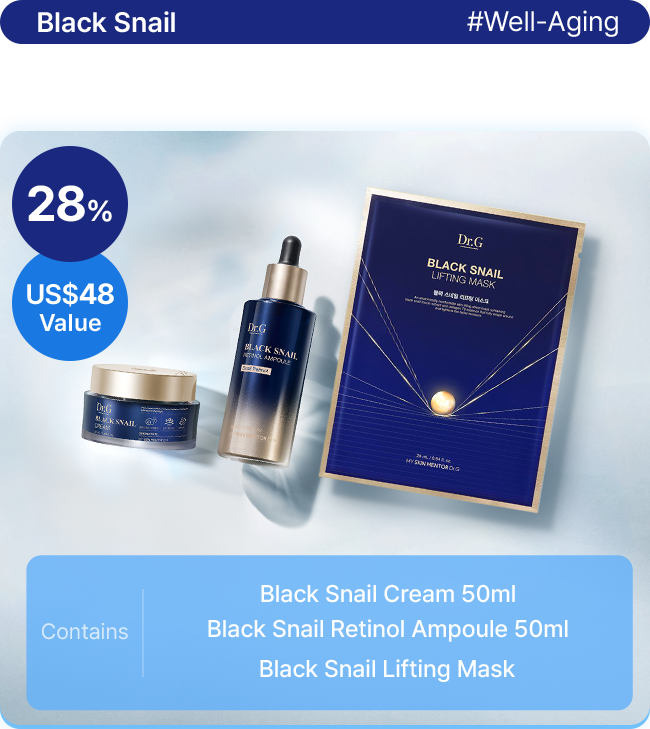 Black Snail #Well-Aging Black Snail Set 28% US$48 Value Contains Black Snail Cream 50ml, Black Snail Retinol Ampoule 50ml, Black Snail Lifting Mask