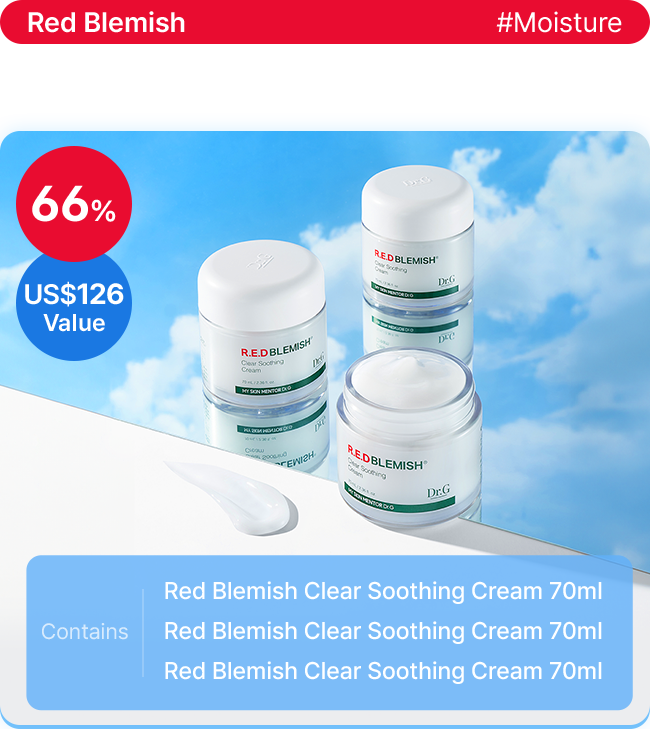 Red Blemish #Moisture Hero Cream Trio Set 66% US$126 Value Contains Red Blemish Clear Soothing Cream 70ml, Red Blemish Clear Soothing Cream 70ml, Red Blemish Clear Soothing Cream 70ml