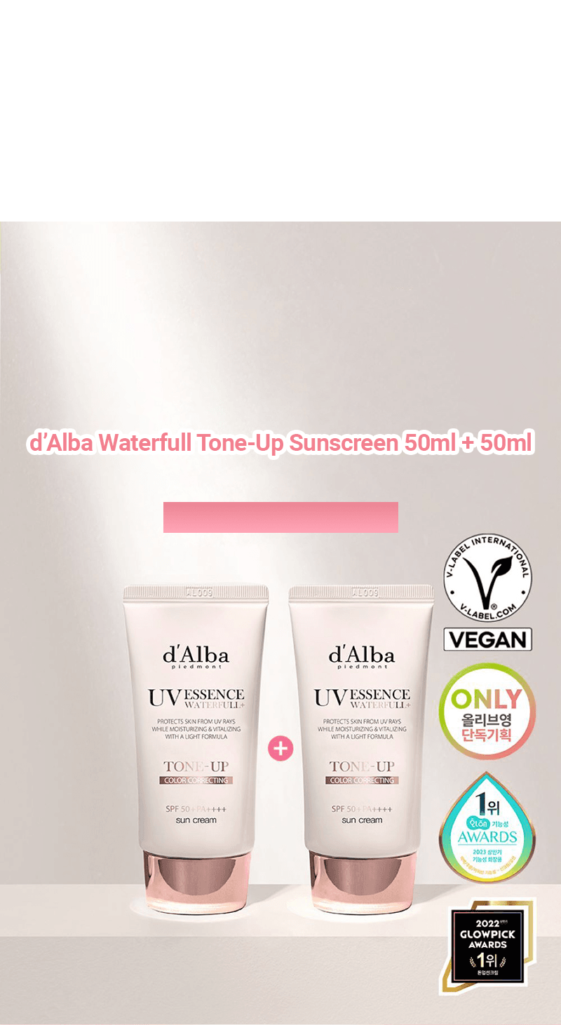 d'Alba [PINK CORRECTING] Waterfull Tone-Up Sun Cream Duo Set (50mL