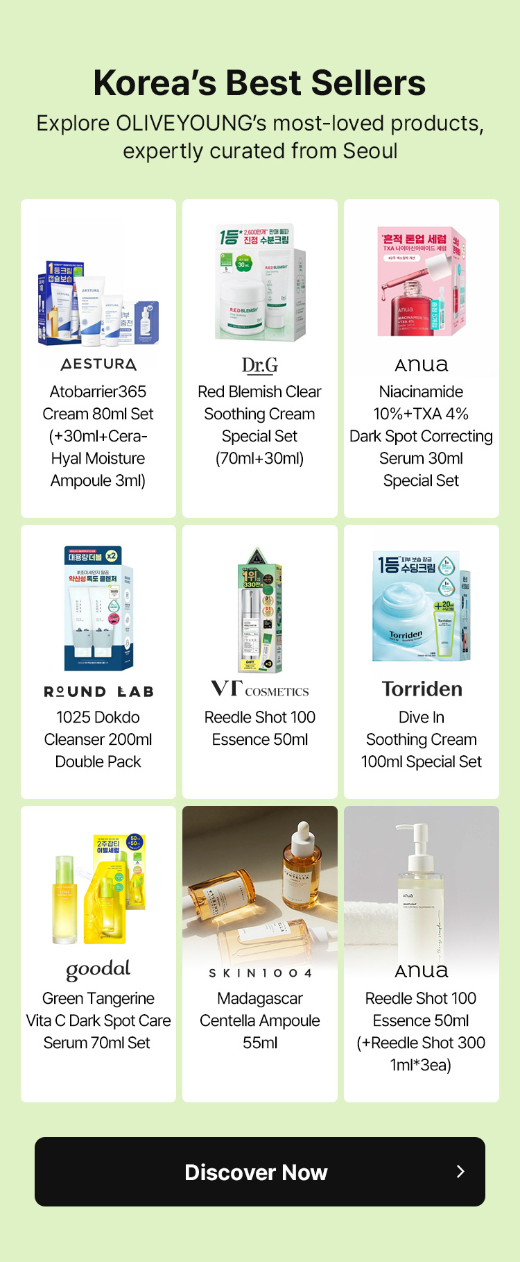 Korea’s Best Sellers Explore OLIVEYOUNG’s most-loved products, expertly curated from Seoul