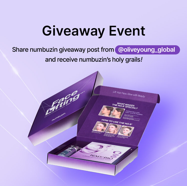 Share numbuzin giveaway post from @oliveyoung_global and receive numbuzin’s holy grails!