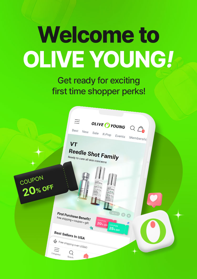 Welcome to   OLIVE YOUNG! Get ready for exciting first time shopper perks!