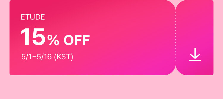 ETUDE 15% OFF 5/1-5/16 (KST)
