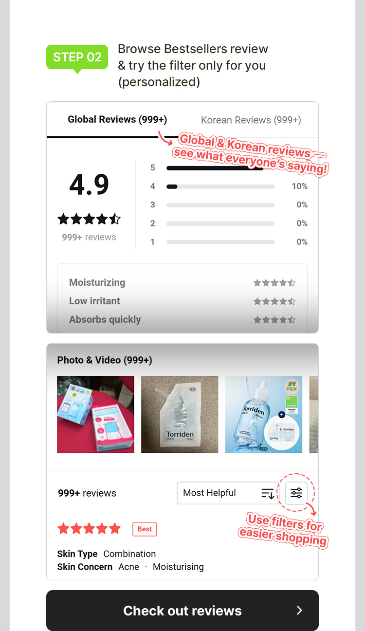 [STEP 02] Browse Bestsellers review & try the filtter only for you (personalized)