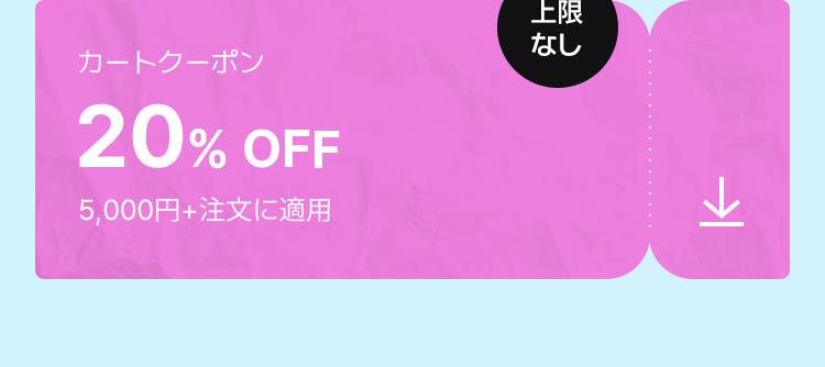 カートクーポン 20% OFF 5,000円+注文に適用
