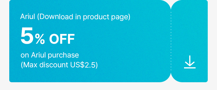 Ariul 5% OFF on Ariul purchase (Max discount US$2.5)