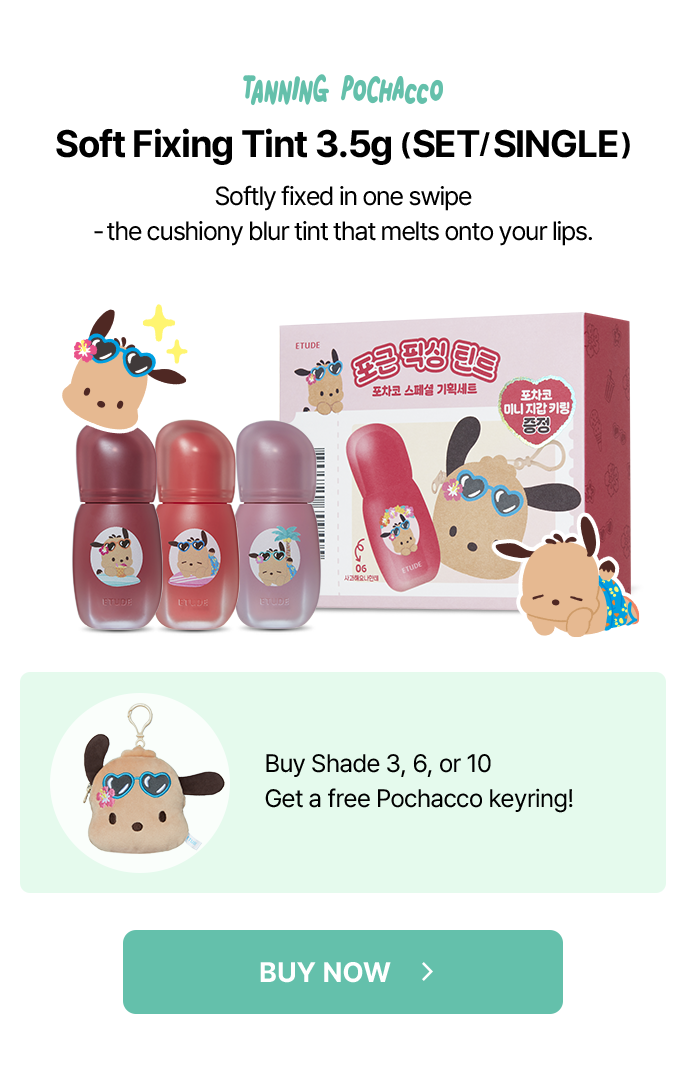TANPING POCHACCO: Soft Fixing Tint 3.5g (SET/SINGLE) – Buy Shade 3, 6, or 10 and get a free Pochacco keyring (Limited Stock)