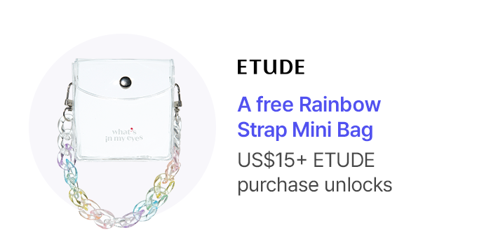 ETUDE A free Rainbow  Strap Mini Bag US$15+ ETUDE purchase unlocks