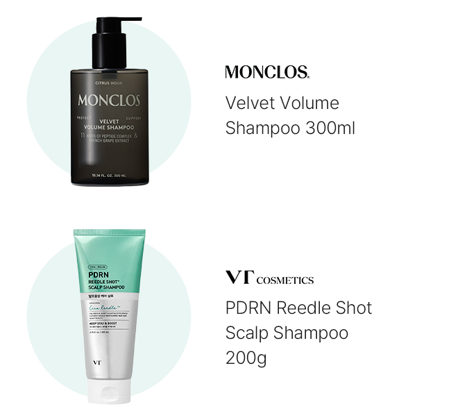 MONCLOS Velvet Volume  Shampoo 300ml VTcosmetic PDRN Reedle Shot Scalp Shampoo 200g