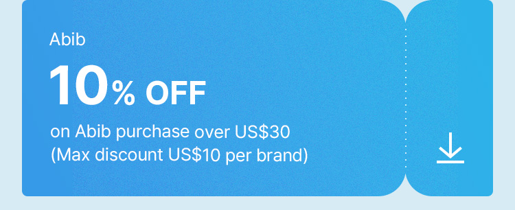 Abib 10% OFF on Abib purchase over US$30 (Max discount US$10 per brand)