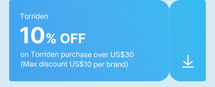 Torriden 10% OFF on Torriden purchase over US$30 (Max discount US$10 per brand)