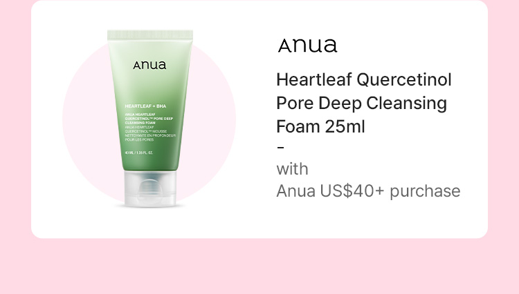 Anua Heartleaf Quercetinol Pore Deep Cleansing Foam 40ml with Anua US$40+ purchase