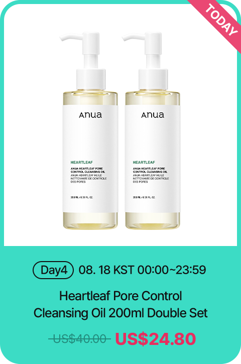 today Day4 08.18 KST 00:00~23:59 Heartleaf Pore Control Cleansing Oil 200ml Double Set US$16.12