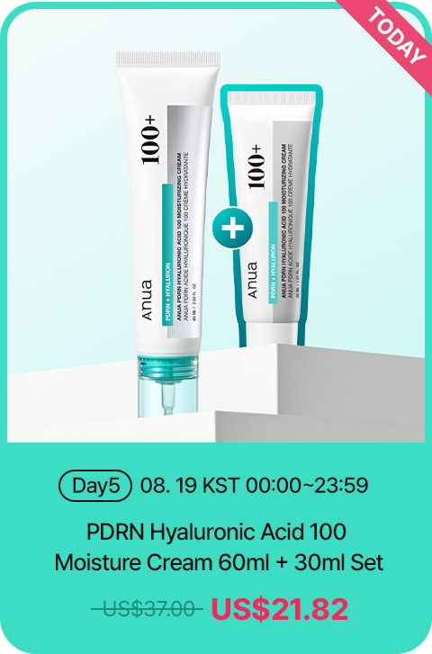 today Day5 08.19 KST 00:00~23:59 PDRN Hyaluronic Acid 100 Moisture Cream 60ml + 30ml Set US$21.82
