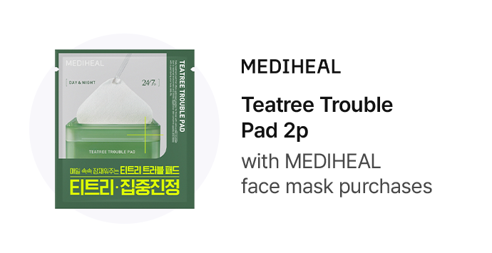 MEDIHEAL Teatree Trouble Pad 2p with MEDIHEAL face mask purchases