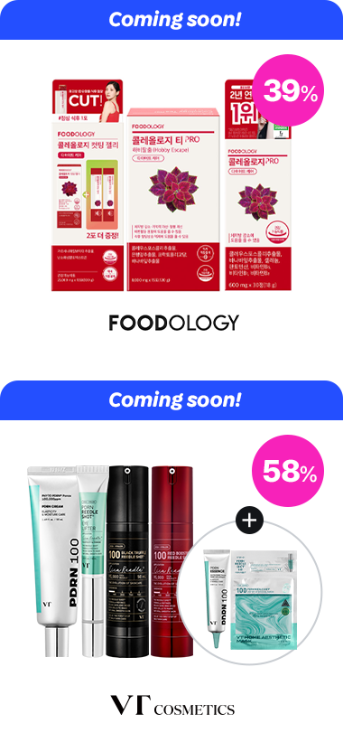 coming soon 39% FOODOLOGY  coming soon 58% VT cosmetic