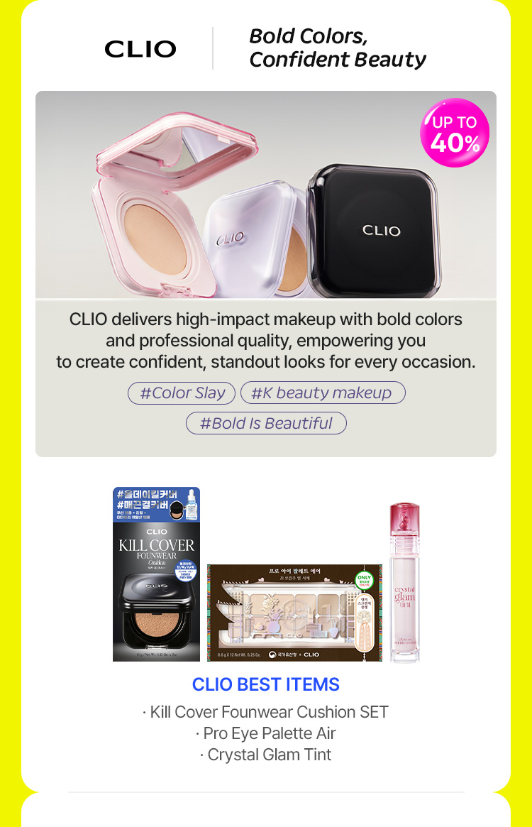 CLIO BEST ITEMS - Kill Cover Founwear Cushion SET / Pro Eye Palette Air / Crystal Glam Tint