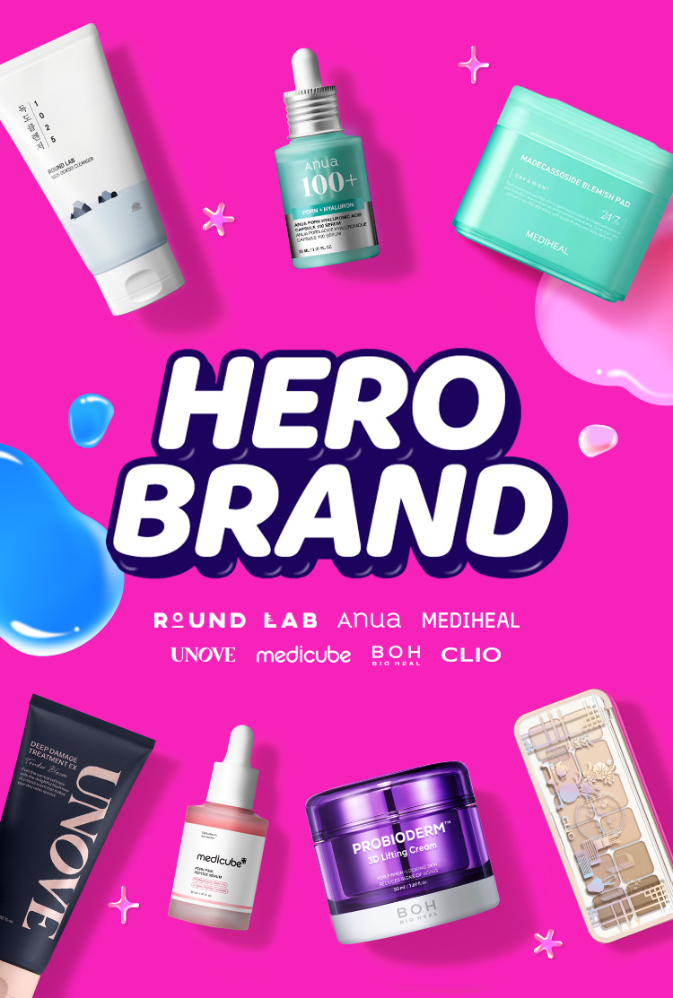 HERO BRAND ROUND LAB Anua MEDIHEAL UNOVE medicube BOH CLIO