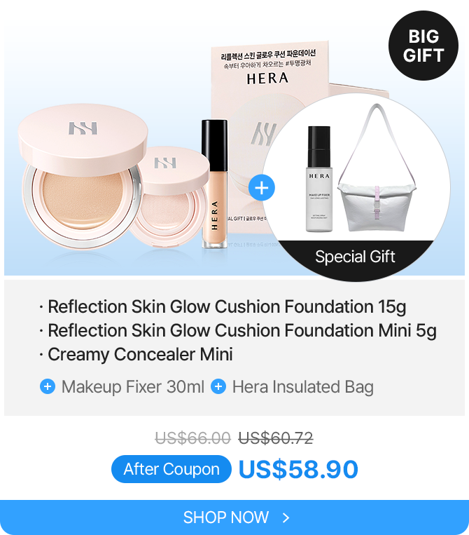 Reflection Skin Glow Cushion Foundation 15g Reflection Skin Glow Cushion Foundation Mini 5g Creamy Concealer Mini Makeup Fixer 30ml Hera Insulated Bag US66.00US60.72 After Coupon US$58.90