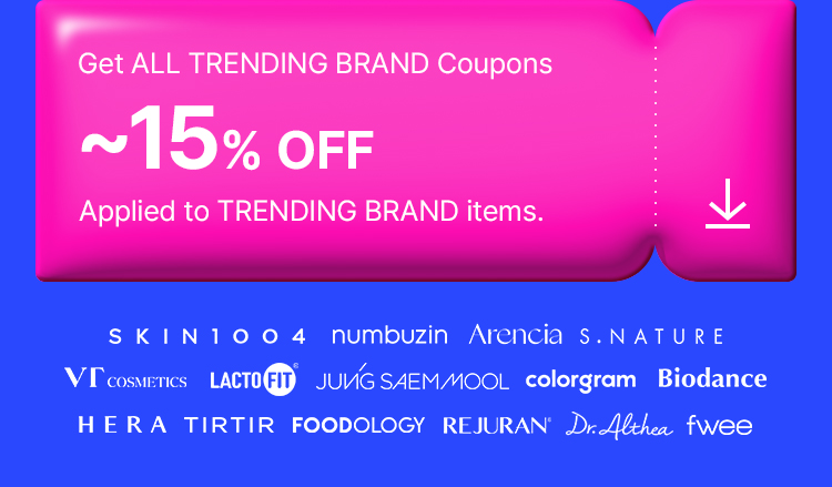 Get ALL TRENDING BRAND Coupons ~15% OFFApplied to TRENDING BRAND items.