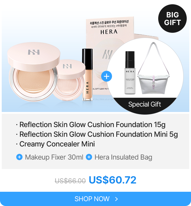 Reflection Skin Glow Cushion Foundation 15g Reflection Skin Glow Cushion Foundation Mini 5g Creamy Concealer Mini Makeup Fixer 30ml Hera Insulated Bag US66.00US60.72 After Coupon US$60.72