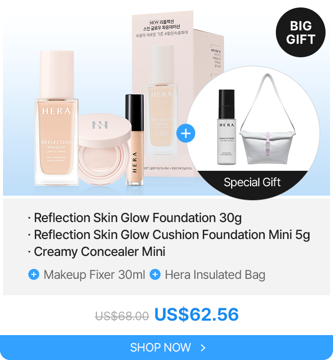 Reflection Skin Glow Foundation 30g Reflection Skin Glow Cushion Foundation Mini 5g Creamy Concealer Mini Makeup Fixer 30ml Hera Insulated Bag US68.00US62.56 After Coupon US$62.56