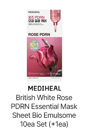 MEDIHEAL: British White Rose PDRN Essential Mask Sheet Bio Emulsome 10ea Set (+1ea)