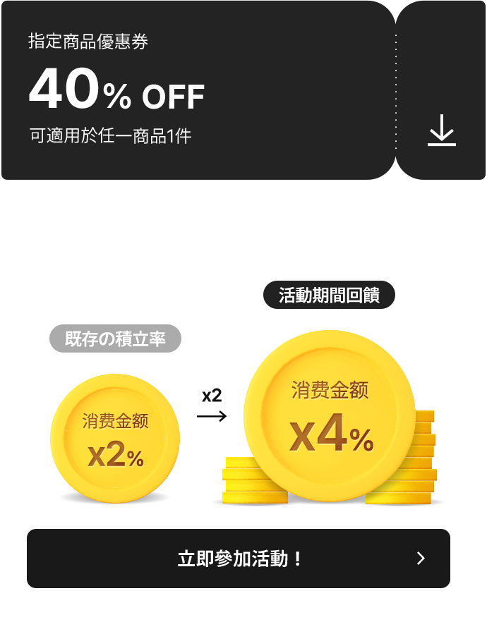 既存の積立率 消費金額x2% → 活動期間回饋 消費金額x4%