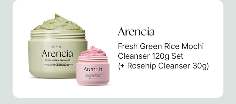 Arencia Fresh Green Rice Mochi Cleanser 120g Set (+ Rosehip Cleanser 30g)