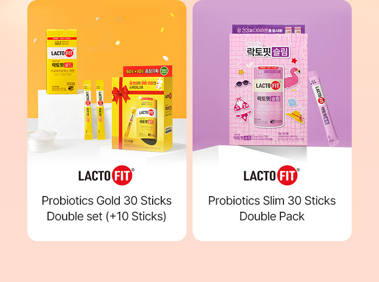 LACTO-FIT Probiotics Gold 30 Sticks Double set (+10 Sticks) LACTO-FIT Probiotics Slim 30 Sticks Double Pack