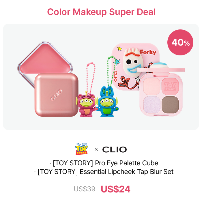 Color Makeup Super Deal – [TOY STORY] Pro Eye Palette Cube · [TOY STORY] Essential Lipcheek Tap Blur Set · US$39 → US$24 (40% OFF)