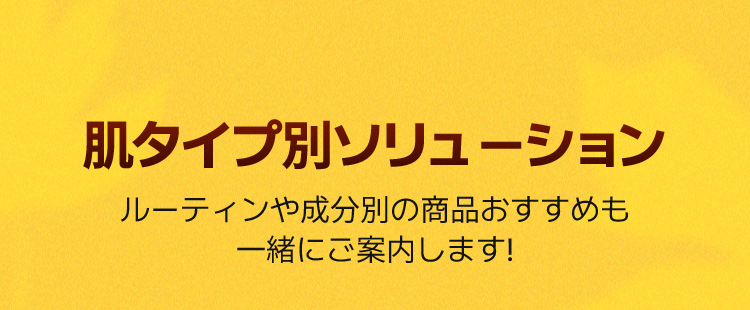 肌タイプ別ソリューション ルーティンや成分別の商品おすすめも一緒にご案内します！