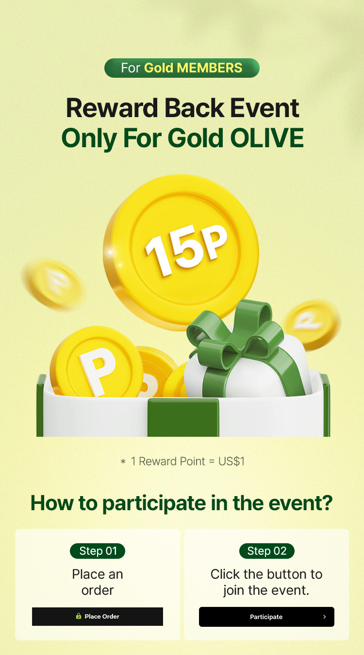 For Gold MEMBERS – Reward Back Event, 15P reward (1 Reward Point = US$1)