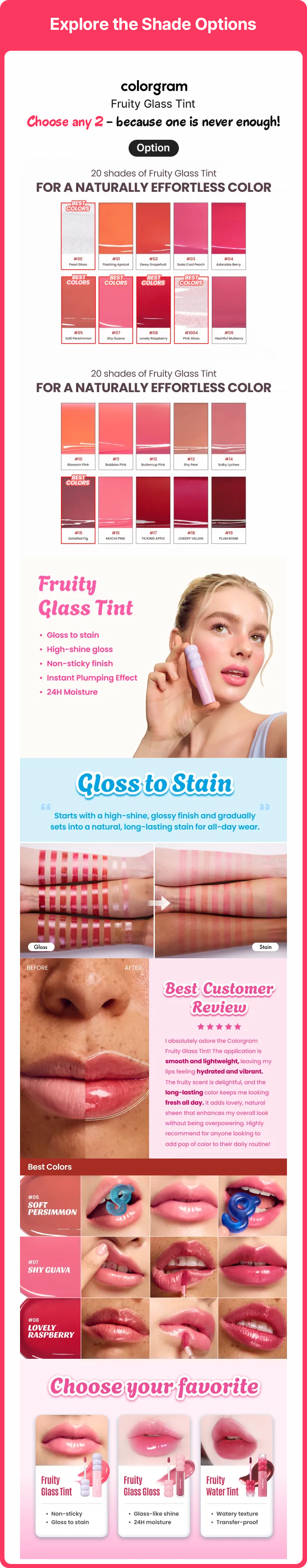 Explore the Shade Options Colorgram Fruity Glass Tint