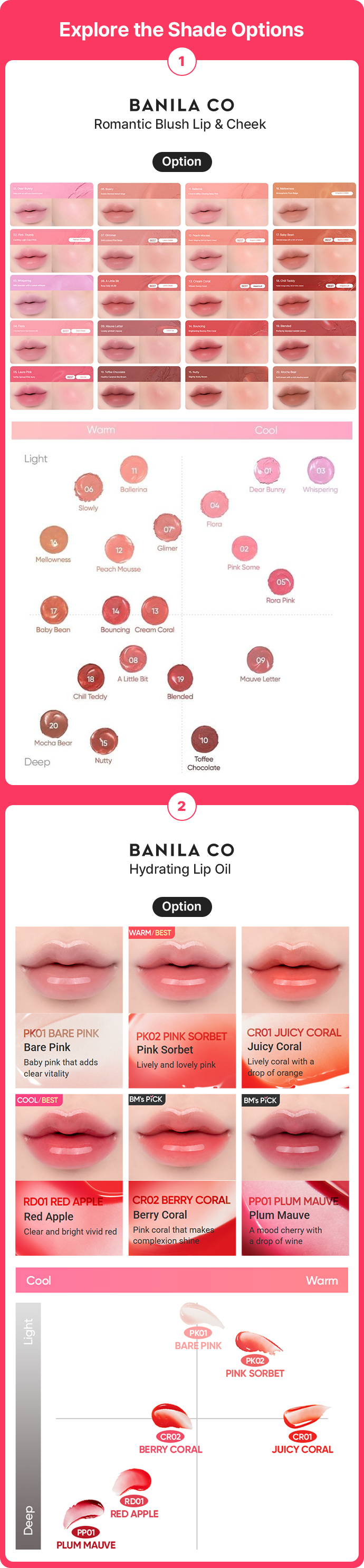 Explore the Shade Options BANILA CO Romantic Blush Lip & Cheek 