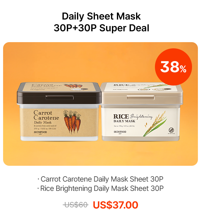 Daily Sheet Mask 30P+30P Super Deal ・Carrot Carotene Daily Mask Sheet 30P・Rice Brightening Daily Mask Sheet 30P US$37.00