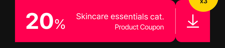 x3 20% Skincare essentials cat. Product Coupon