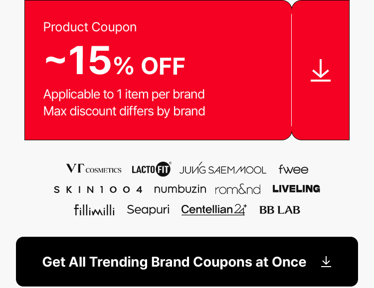 · VT COSMETICS, LACTOFIT, JUNG SAEMMOOL, fwee, SKIN1004, numbuzin, rom&nd, LIVELING, fillimilli, Seapuri, Centellian24, BB LAB ·