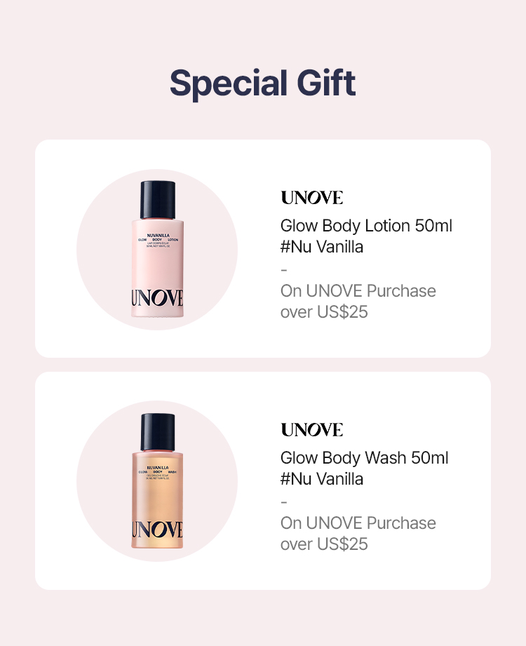 Special Gift UNOVE Glow Body Lotion 50ml #Nu Vanilla - On UNOVE Purchase over US$25 UNOVE Glow Body Wash 50ml #Nu Vanilla - On UNOVE Purchase over US$25
