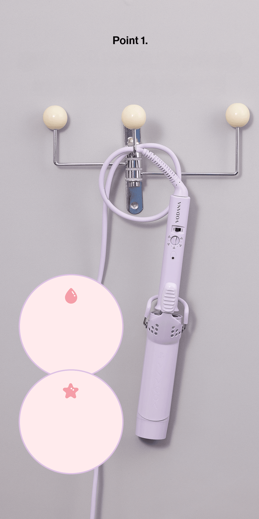 vodana グラムウェーブカーリングアイロン 40mm パウダーピンク