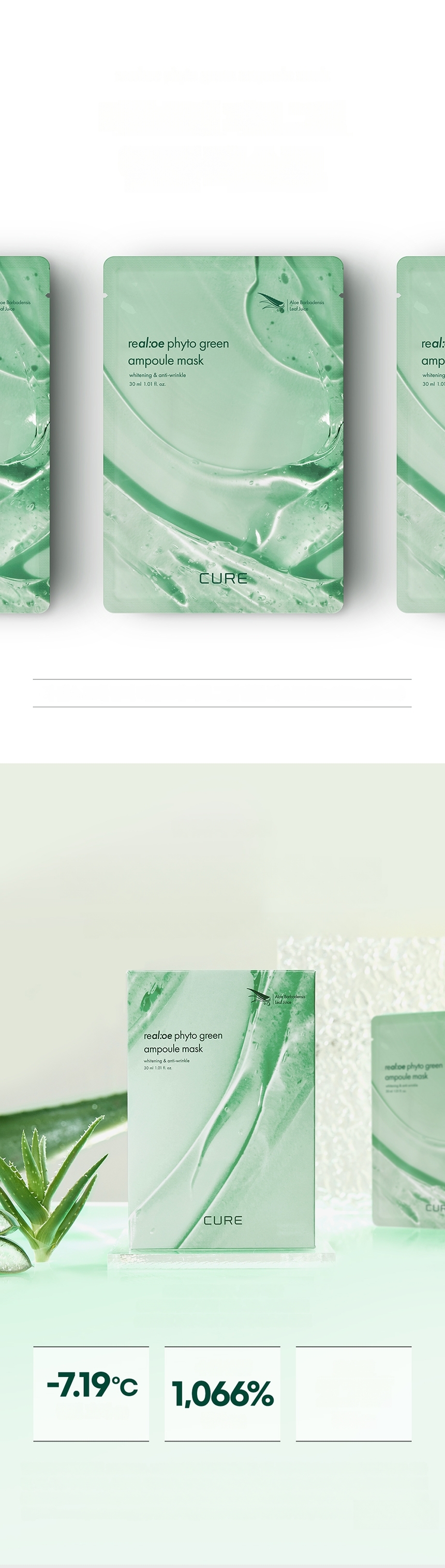 Cure re al:oe Phyto Green Ampoule Mask Sheet 1ea | OLIVE YOUNG Global