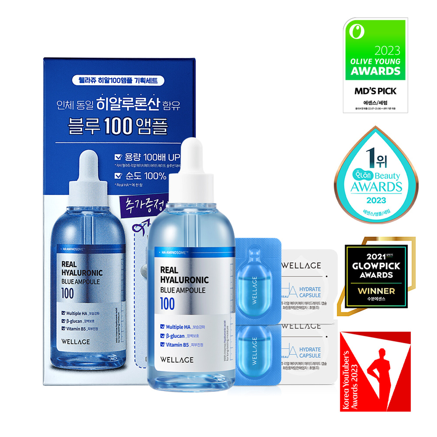 WELLAGE Real Hyaluronic Blue 100 Ampoule 100ml Special Set