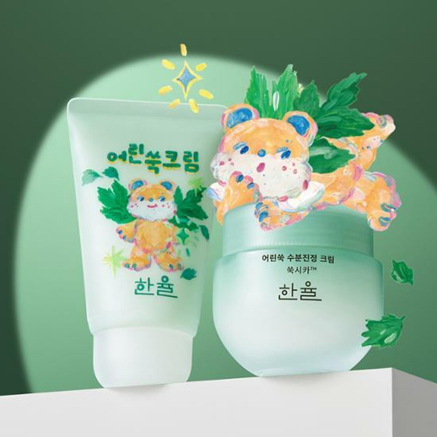 HANYUL Pure Artemisia Watery Calming Cream 55mL 1+1 Special Set (+Pads 2ea+Character Stickers 6ea)