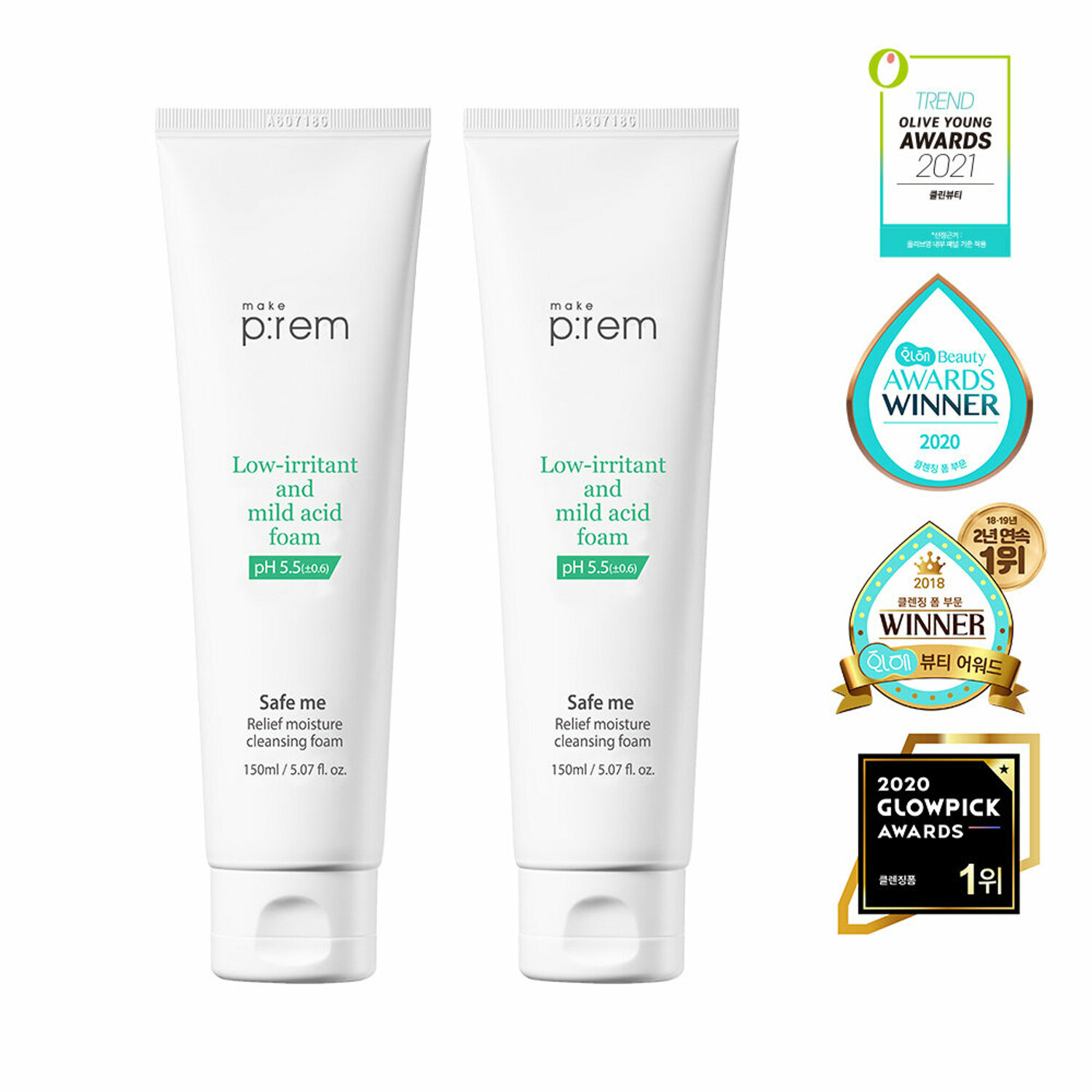 makeprem Safe Me Relief Moisture Cleansing Foam 150mL 1+1 Special Set